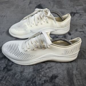 Crocs LiteRide Sneakers Mens Sz 10 White  Perforated Lace Up Comfort Casual